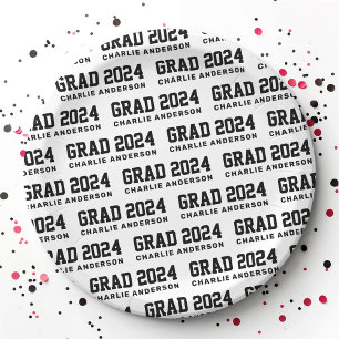 Prato De Papel Ano de graduação graduado nome branco preto 2024