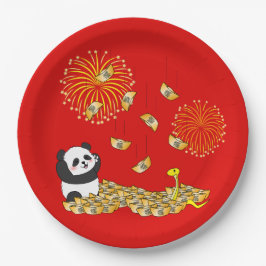 Prato De Papel Ano Novo Chinês da Cobra 2025 Panda