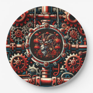 Prato De Papel Ano Novo Chinês Steampunk do Bode