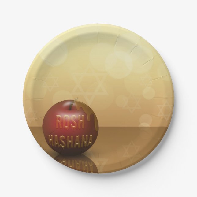 Prato De Papel Ano novo judaico de Rosh Hashanah - placa de papel (Frente)