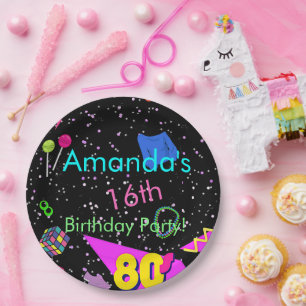 Prato De Papel anos 80, de volta ao anos 80, qualquer placa etári