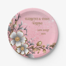 Prato De Papel Antecedentes de Casamento de Sparkle Rosa Elegante