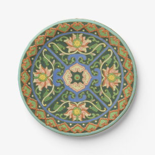 Prato De Papel Antigo Padrão Chinês de Cloisonné: Jade Verde