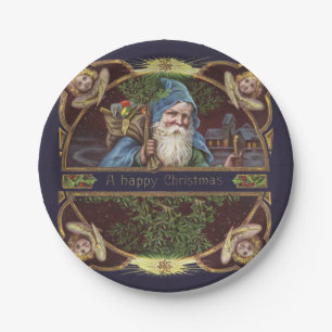 Prato De Papel Antiguidade de Natal dos Papais noeis Vitorianos A