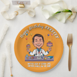 PRATO DE PAPEL ANTISTRESS DOCTORS BIRTHDAY PARTY ORANGE