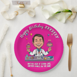 PRATO DE PAPEL ANTISTRESS DOCTORS BIRTHDAY PARTY PINK