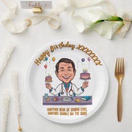 PRATO DE PAPEL ANTISTRESS DOCTORS BIRTHDAY PARTY WHITE