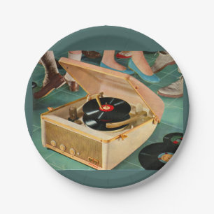 Prato De Papel Anúncio do reprodutor de discos portáteis dos an