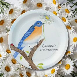 Prato De Papel Any Age Happy April Birthday with Bluebird