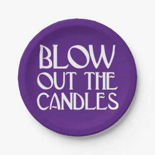 Prato De Papel Apague as Velas Roxo Art Déco Aniversário