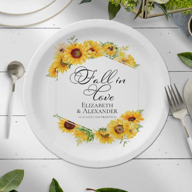 Prato De Papel Apaixonados | Casamento de outono de Sunflower (Criador carregado)