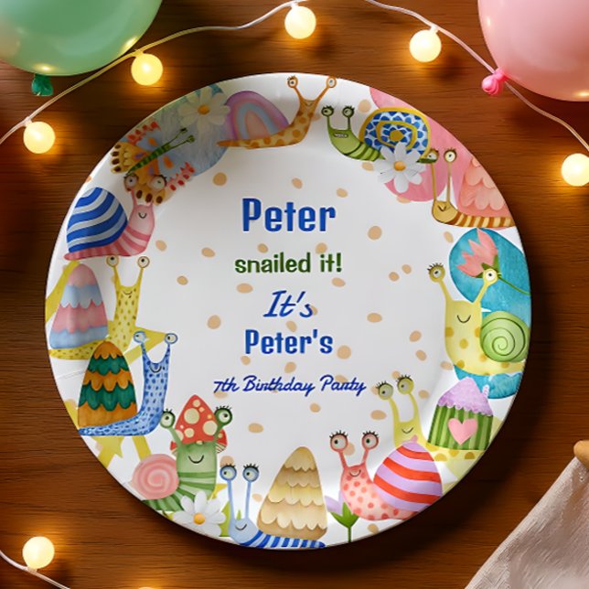Prato De Papel Apanhou-o! Aniversário de caracol (Criador carregado)