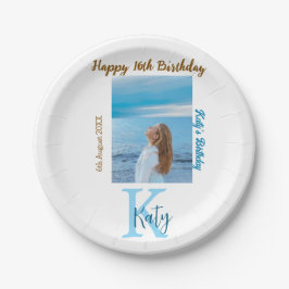 Prato De Papel Apelido de 16 anos, feliz, castanho-aqua