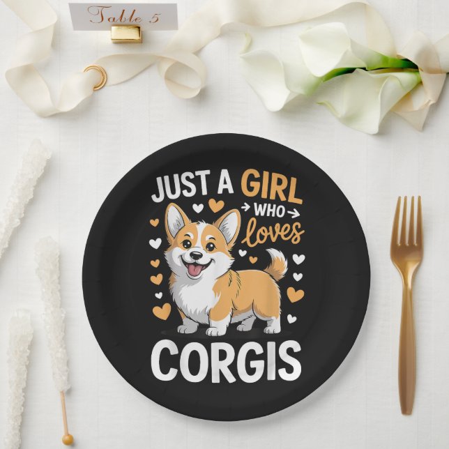 Prato De Papel Apenas Uma Garota Que Ama Corgis (Casamento)