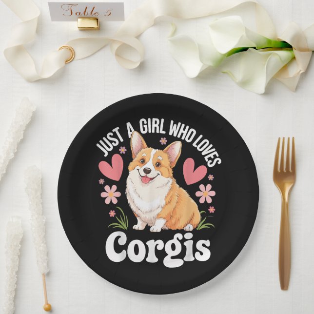 Prato De Papel Apenas uma garota que ama Corgis (Casamento)