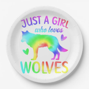 Prato De Papel Apenas Uma Menina Que Ama A Aquarela Dos Lobos, Aq