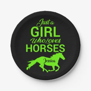 Prato De Papel Apenas Uma Menina Que Ama Cavalos Personalizados