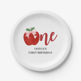 Prato De Papel Apple do nosso aniversário de arco rosa