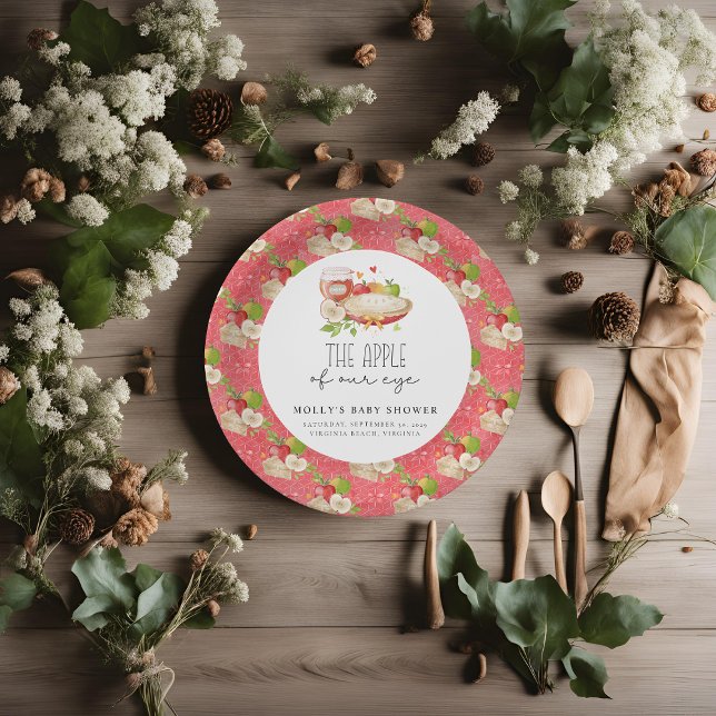 Prato De Papel Apple of Our Eye Chá de fraldas Paper (Apple of Our Eye Baby Shower Paper Plate )
