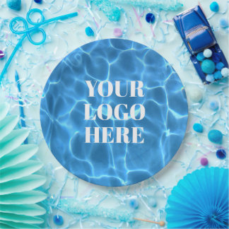 Prato De Papel Aqua Blue Swimming Pool Photo Logo