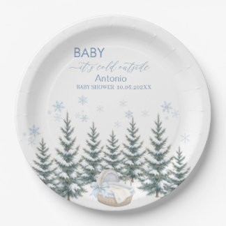 Prato De Papel Aquarela Bebê está frio lá fora chá de bebê