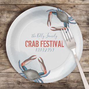 Prato De Papel Aquarela Caranguejo Azul Russo Moderno Elegante