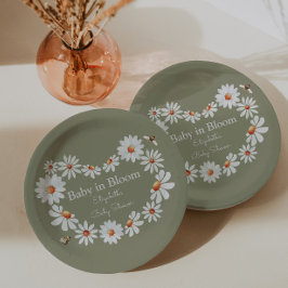 Prato De Papel Aquarela Daisy & Bumble Bee Chá de fraldas