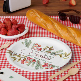 Prato De Papel Aquarela Elegante de Natal