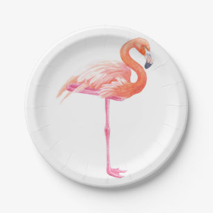 Prato De Papel Aquarela Flamingo
