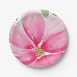 Prato De Papel Aquarela Flor Magenta