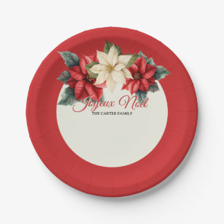 Prato De Papel Aquarela Floral Vintage Vermelho Poinsettia Natal