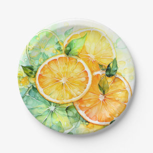 Prato De Papel Aquarela Limão Laranja Lima Botânica Cozinha