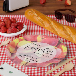 Prato De Papel Aquarela Pequeno pêssego está no caminho do chá de