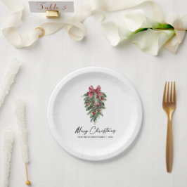 Prato De Papel Aquarela Pinheiros Caligrafia Natal Pequeno