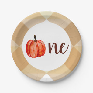 Prato De Papel Aquarela Pumpkin Primeiro Aniversário Menina de o