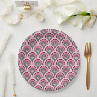 Prato De Papel Aquarela Rosa Clássico Desenhado à Mão