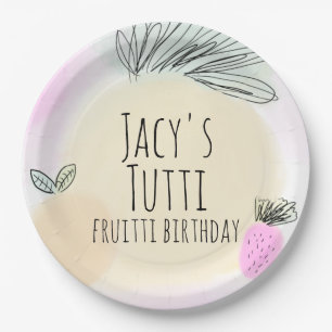 Prato De Papel Aquarela Todos os Frutos de Aniversário Festa Dese