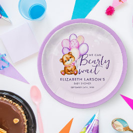 Prato De Papel Aquarela Urso Quase Bebê Chá de Bebê