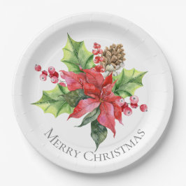 Prato De Papel Aquarela verde para o Natal
