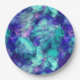 Prato De Papel aquarelas de fantasia azul: