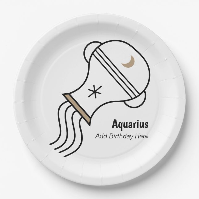 Prato De Papel Aquarius, o portador de água, personalizou o favor (Frente)