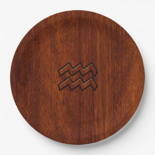 Prato De Papel Aquarius Zodiac - Sinal Brown Mahogany Style