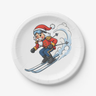 Prato De Papel Aquecedor de Natal Skier Christmas 2026 Férias Esq