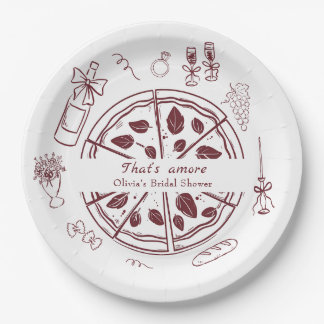 Prato De Papel Aquela é a pizza e vinho italiano da festa de noiv