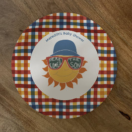 Prato De Papel Aqui vem o Chá do Filho Xadrez