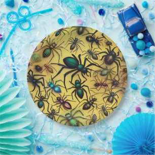 Prato De Papel Arachnid Amadurece Aranhas Rastreadas Crawly,