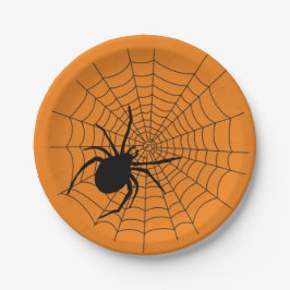 Prato De Papel Aranha-Aranha Cérebro do Halloween Black
