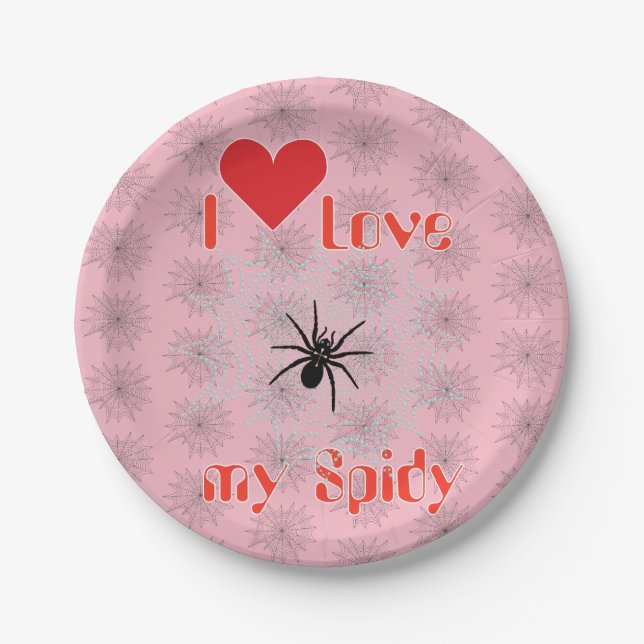 Prato De Papel Aranha de cruz na rede com gotas de orvalho como (Frente)