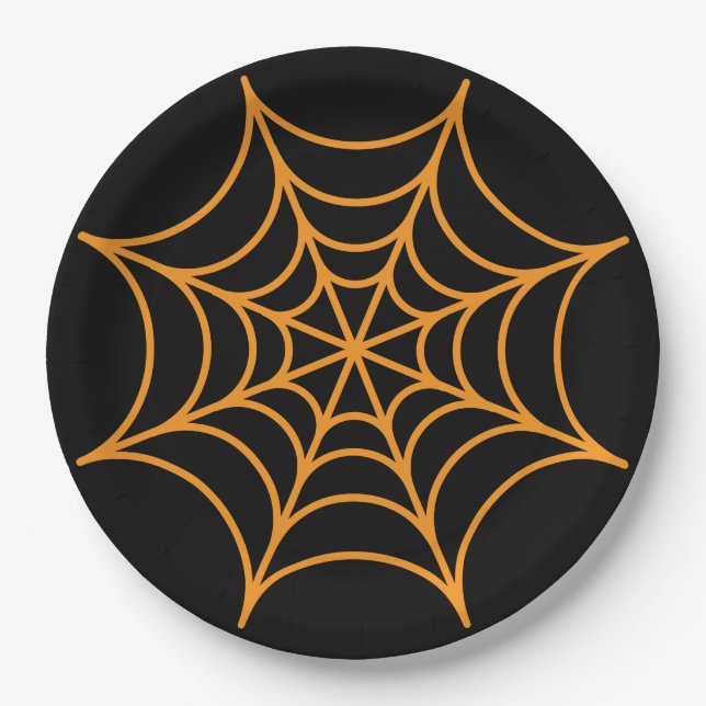Prato De Papel Aranha-de-laranja com fundo preto (Frente)