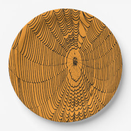 Prato De Papel Aranha do Halloween Aranha Cobweb Doodle Black